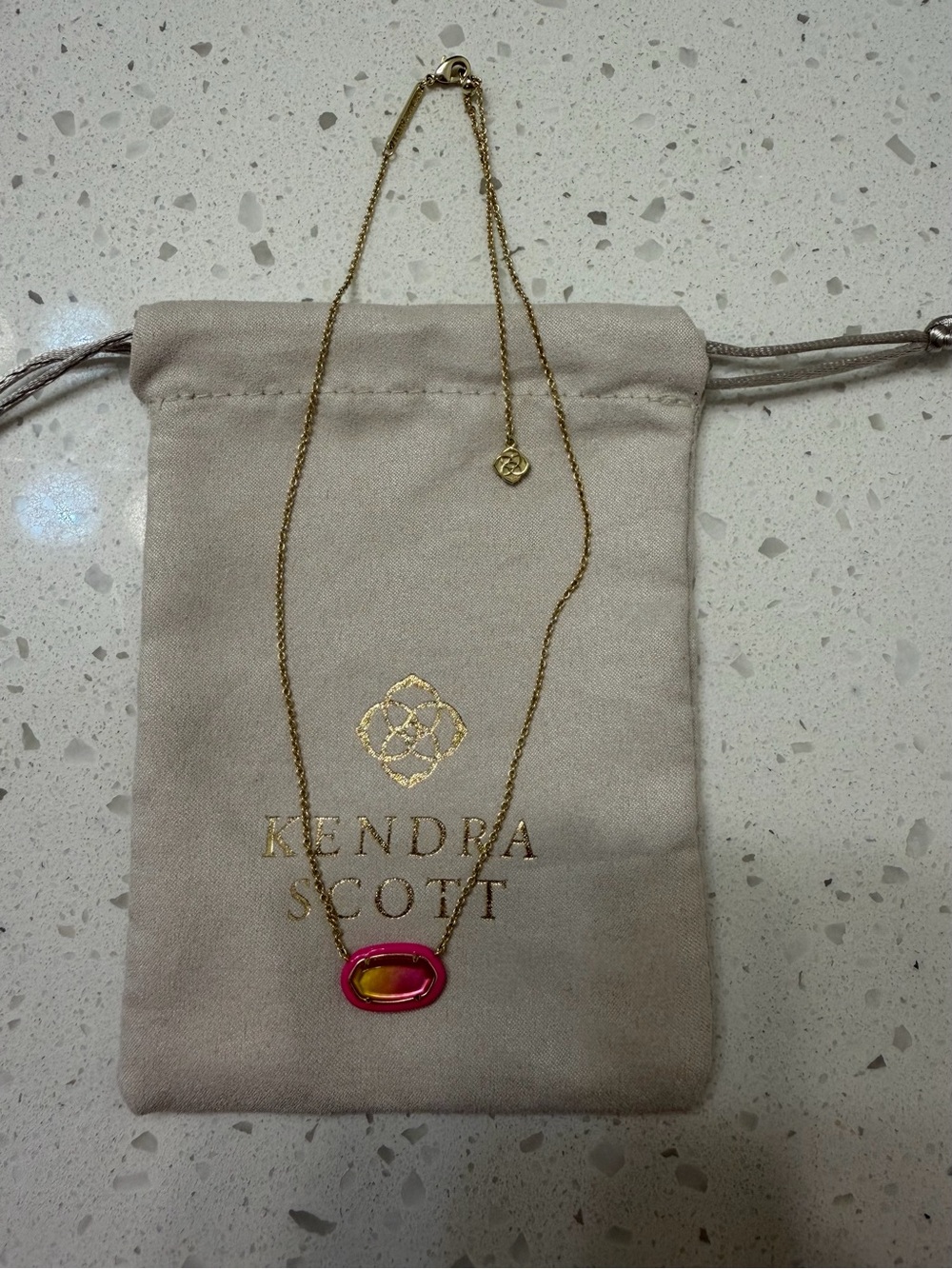 Kendra Scott Gold Elisa Enamel Framed Short Pendant Necklace